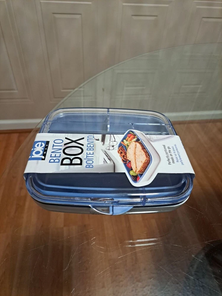 Joie Bento Box Perfectly Portion Meals On The Go Container Clear White / Blue Joie Bento Box Perfectly Portion Meals On The Go Container Clear White / Blue