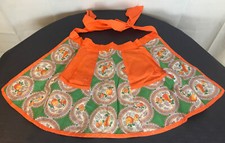 Vintage Apron Handmade Orange Fruit Half Skirt Perfect Condition Has Pockets