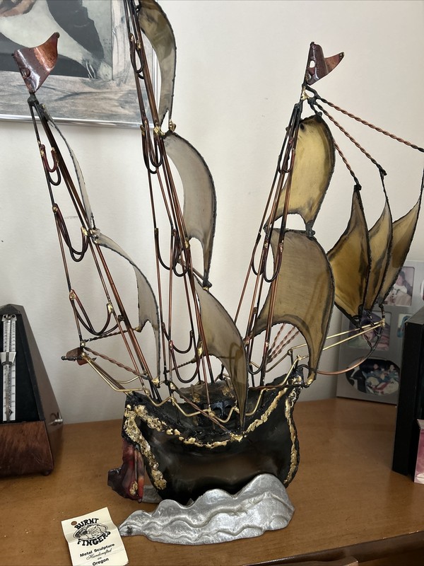 Burnt Fingers Metal Handmade Sailboat Large