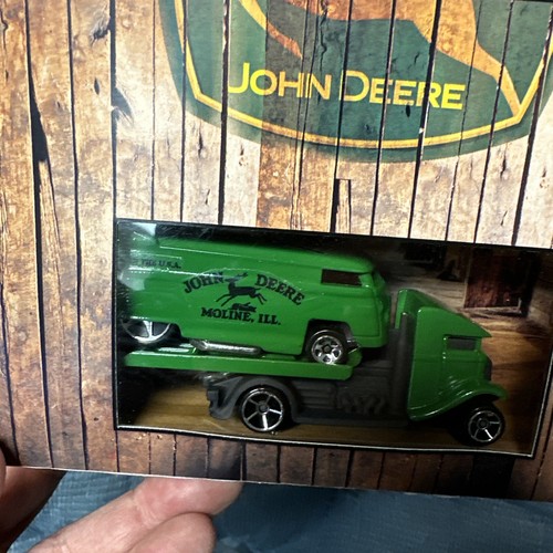 HOT WHEELS 2 Set JOHN DEERE VW DRAG BUS & truck Custom BOX W Graphics Rare HTF - Picture 8 of 10