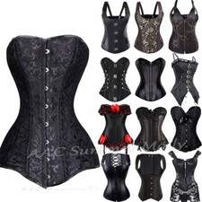Women Bustier Underbust Overbust Corset Top Gothic Steampunk Basque Lingerie