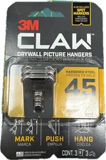 NEW 3M CLAW DRYWALL PICTURE HANGER W/TEMPORARY SPOT MARKER 3 HANGERS+3 MARKERS
