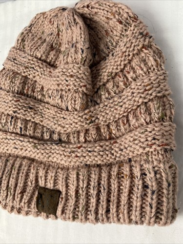 C.C Dull Pink Magenta Beanie Trendy Warm Chunky Soft Stretch Cable Knit Hat - Picture 3 of 8