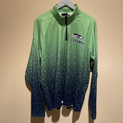 Seattle Seahawks Quarter Zip Sweatshirt Jacket FOCO Neon Green