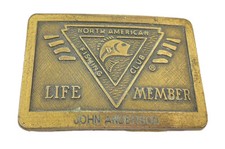 North American Fishing Club Life Time Member Brass Belt Buckle Anderson 571-L