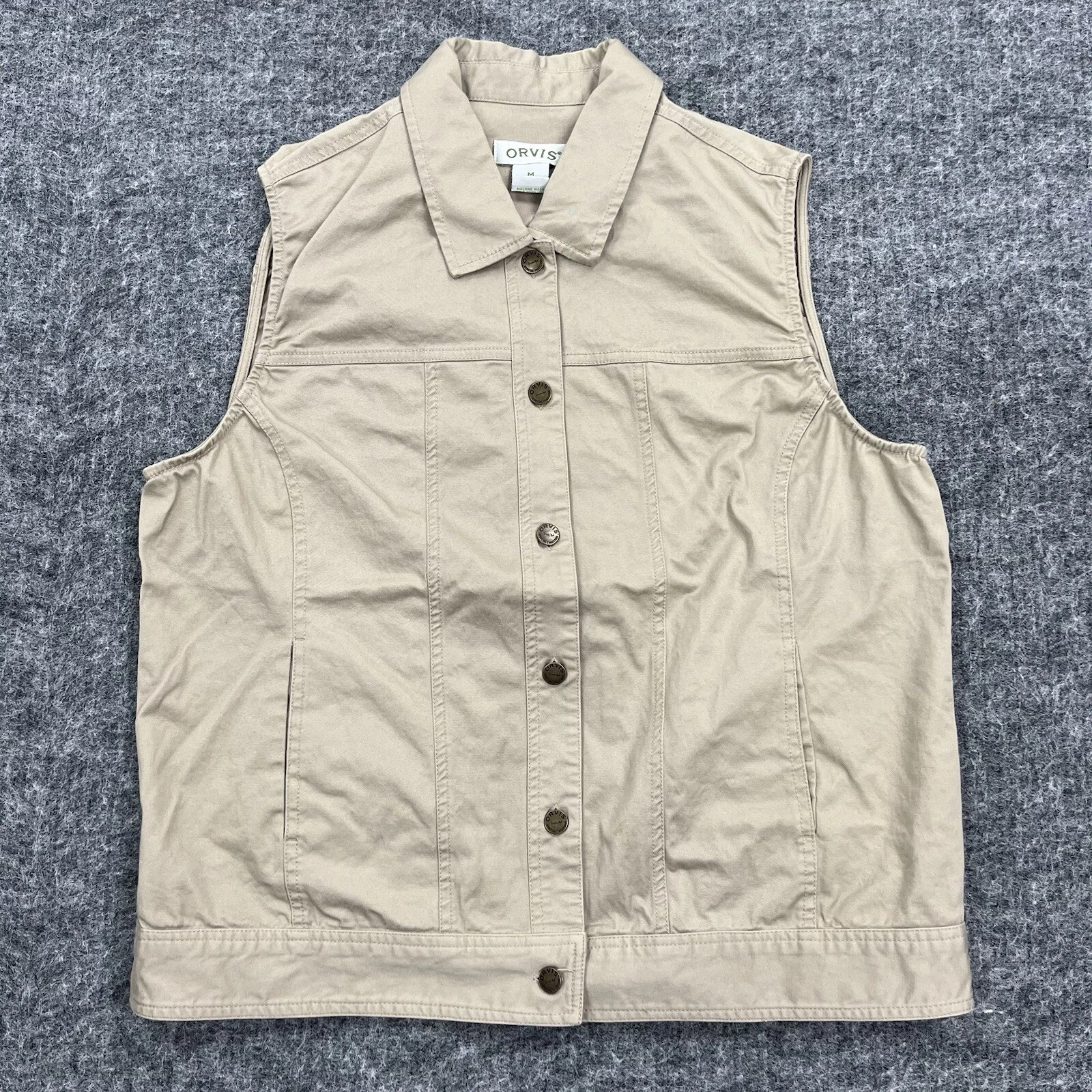 Orvis Vest Womens Medium Beige Button Up Stretch Fishing Hiking Camping
