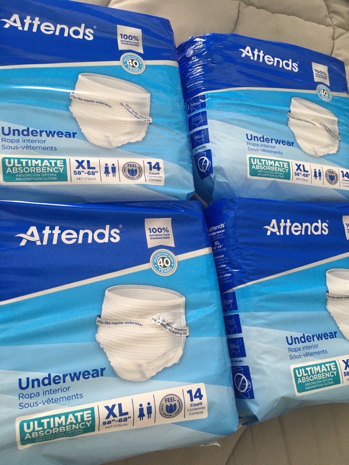Attends Unisex Disposable Underwear XL 4 PK14, 56 Total eBay