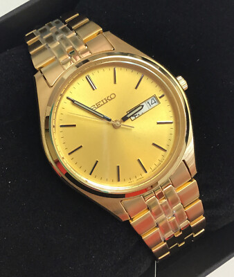 砂金（24K） SEIKO Men's Gold Tone Stainless Steel WATCH SUR434 | eBay