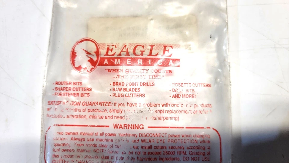 Broca de enrutador Eagle America lengüeta y ranura 3 alas 1/2" vástago panel en V Foto 4 de 4