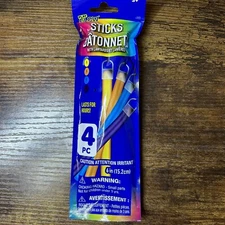 Play Glow Sticks Batonnets With Lanyards 4 Colors 4 Pack 6 inches New Purple