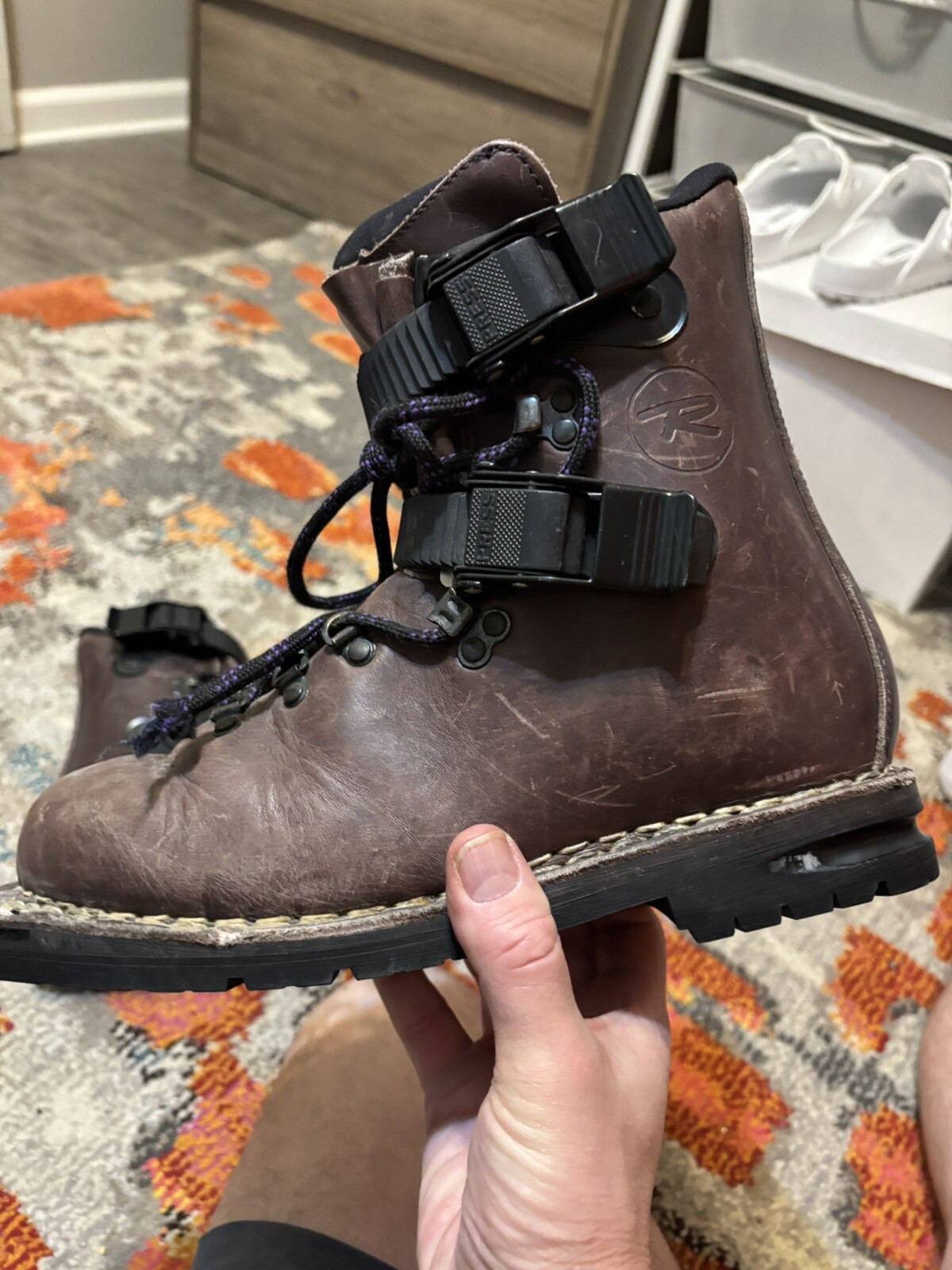 SALOMON Stivali Telemark Rossignol Pelle EU 40 Uomo 7 3 Pin 75mm Nordic 10 1 4’