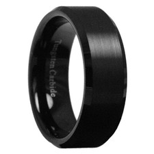 8mm Black Tungsten Carbide Men's Jewelry Brushed Wedding Band Ring Size 7-15