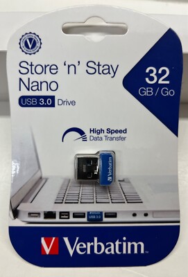 Verbatim Store 'n' Stay 32 GB USB 3.0 Drive High Speed Data Transfer (98710)