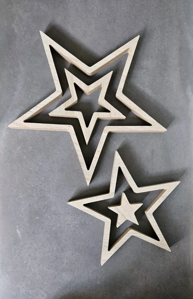 Adorno de madera rústico ESTRELLAS nórdico escandinavo país hygge decoración del hogar Foto 2 de 4