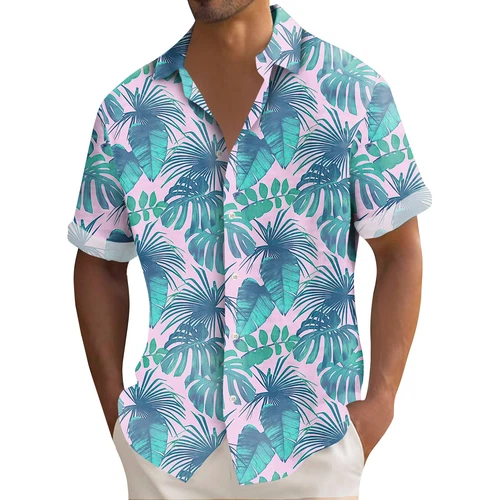 Men's Hawaiian Shirts Mens Floral Printed Button Down Short Sleeve Casual Shirts - Picture 8 of 42