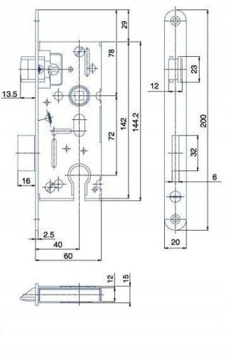 Türschloss 72/40 Hobes Schlüssel Zylinder WC Zimmertür Einsteckschloss Universel - Bild 15 von 21