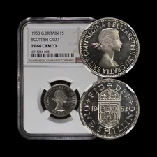 GREAT BRITAIN. 1953, Shilling - NGC PF66 - QEII, Crowned Scottish Shield C08