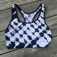 Victorias Secret PINK Unlined Sports Bra medium racerback black acid