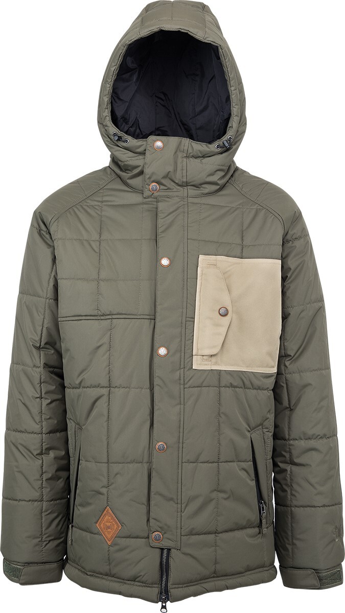 Утепленная сноубордическая куртка L1 Chieftan среднего размера в стиле милитари зеленого цвета