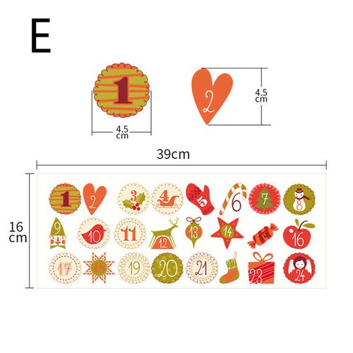 24Pcs/set Christmas Advent Countdown Calendar Stickers Numbers Bag Label Seals - Picture 12 of 19