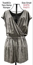 Toad Co Tara Chambray Hemp Pockets Shorts Romper Jumper Small S Gray SHIPS FAST 