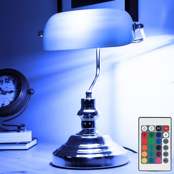 Bankerlampe Schreibtischlampe Leselampe Dimmbar Fernbedienung GrüN Led H 36 Cm-image