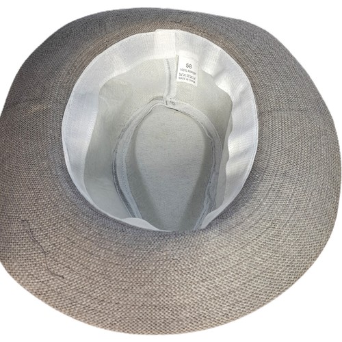 Hat Gray Paper Size 58 7-1/4 Straw Panama Fedora Style Sun Brim Beach Summer - Picture 9 of 10