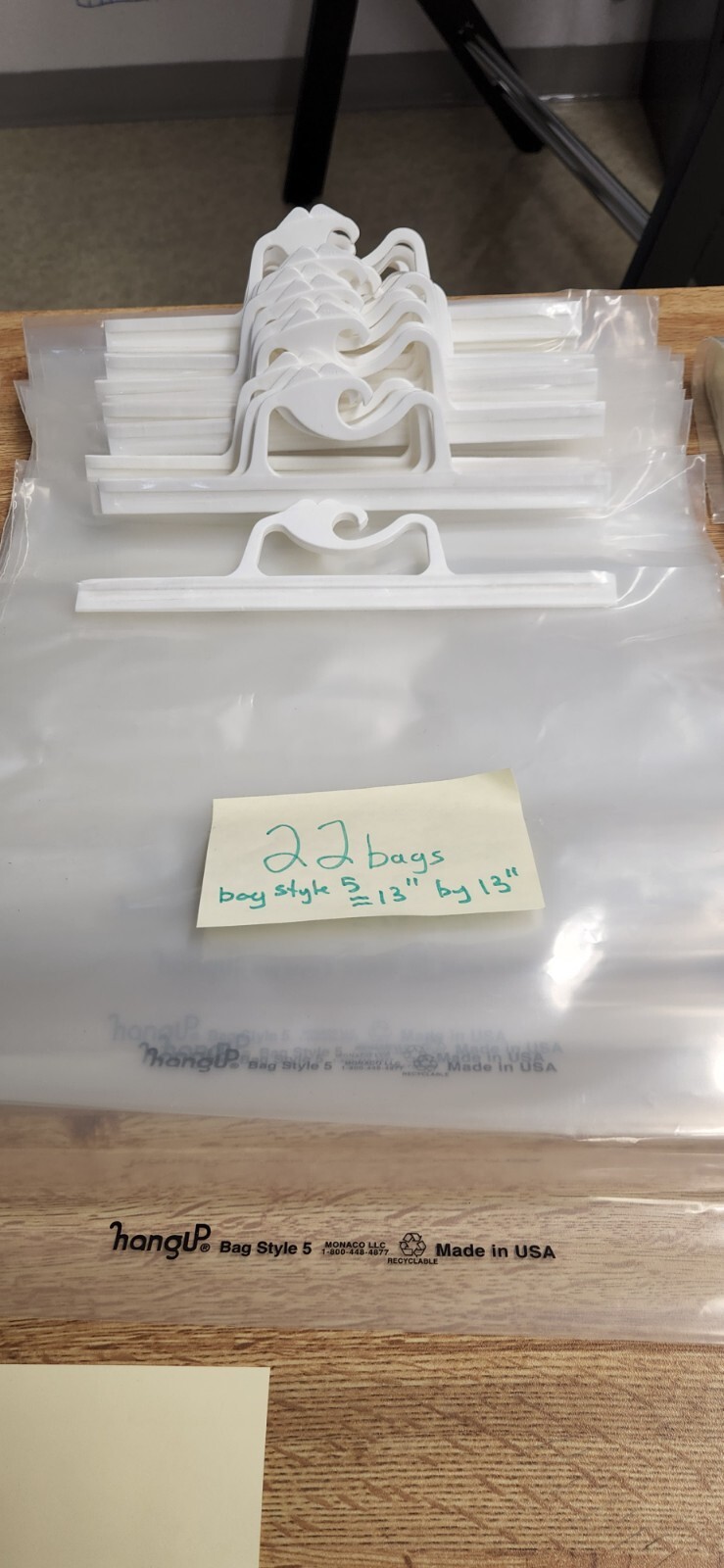 Monaco Original Hang Up Bags, Qty 22 of 13" x 13" Clear Plastic Hanging