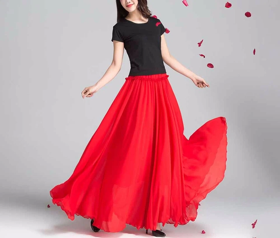 Falda acampanada línea A para invitados de boda columpio hecha a medida Plus 1x-10x Y798 Foto 2 de 4