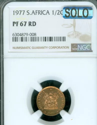 1977 SOUTH AFRICA 1/2 CENT NGC PF67 MAC SOLO FINEST & MAC SPOTLESS  RARE *
