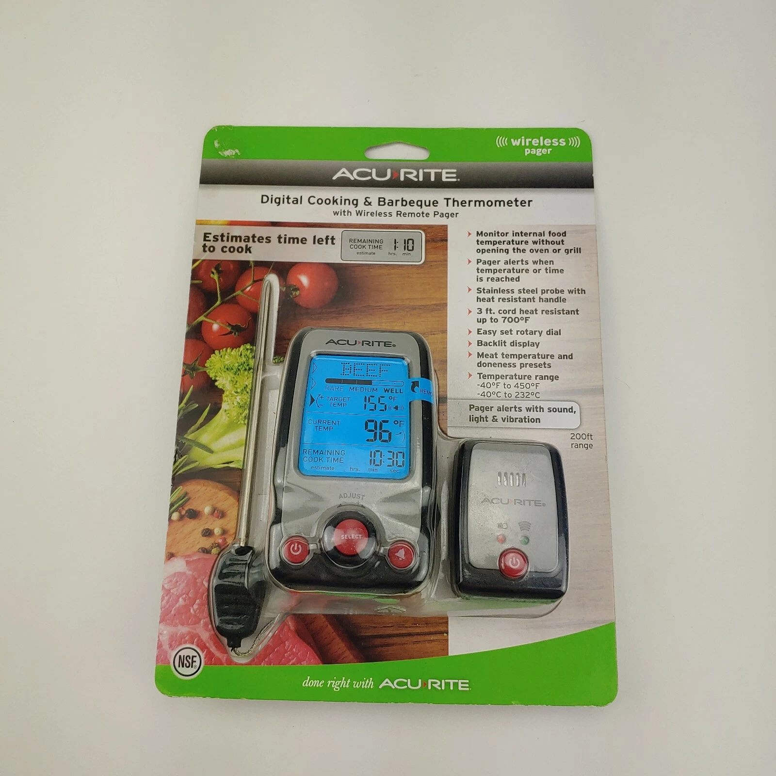 Acurite Digital Cooking and Barbeque Thermometer With Wireless Remote Pager