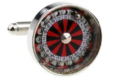 Roulette Wheel Vegas Cufflinks Gift Box & Polishing Cloth Casino Style