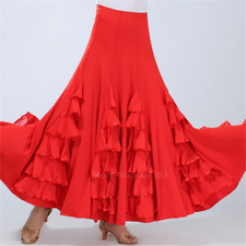 Spanish Dance Gypsy Skirt Ballroom Competition Practice Layered Big Swing Dress