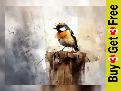 Künstlerischer Vogel Aquarell Druck 5'' x 7'' - charmante Vogel Kunst Dekor