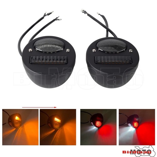 For Cafe Racer Retro Duolamp Vintage Rear Stop Lamp Universal Black Tail Light - Picture 2 of 11