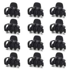 12 PCS 1.2" Small Matte Black Hair Claw Clips No-Slip Mini Hair Styling DIY