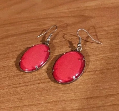 Wunderschöne große orange/rote Ohrringe Hänger von "Marine d." Handarbeit - Bild 3 von 6
