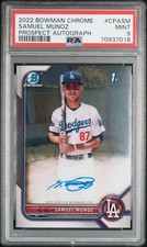SAMUEL MUNOZ 2022 BOWMAN CHROME AUTOGRAPH PSA MINT 9 1st BOWMAN