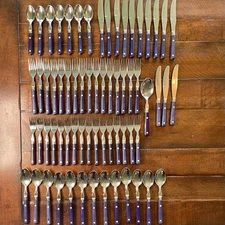 Washington Forge (WF) Mardi Gras Purple Stainless Flatware Lot of 66 PCS Korea