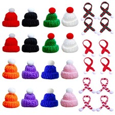 Mini Christmas Knit Hats  Scarves 28 PCS Santa Crafts Tree Ornaments Doll Art