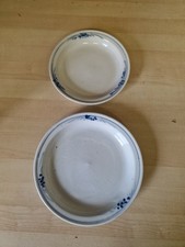 2 X Serving Dishes / Plates White And Blue. Very Sturdy And Heavy 23cm And 20cm 