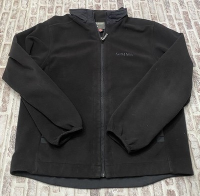 Simms Fishing Men s Windstopper Fleece Jacket Medium Full Zip Black Gray Gore