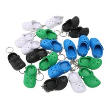 20 Pcs Mini Shoe Key Rings Bright Silicone Slipper Key Chains