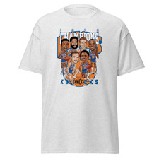 Vintage New York Knicks T-Shirt - Ash Grey color, Large