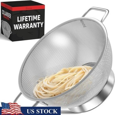 Stainless Steel Kitchen Strainer Colander Fast Draining Rice Pasta Vegetables US
