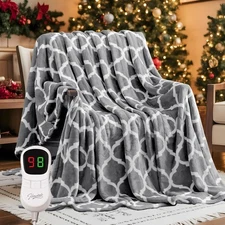 Homemate Heated Blanket Electric Throw - 50“x60“ 50x60Inch, Grey Geometry 
