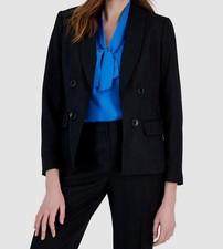 Kasper Women's Black Shawl Collar Open Front Blazer Jacket Size 16