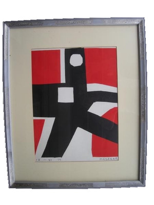Masanari Murai WalkingMan Signed Print 1972 Japan Art