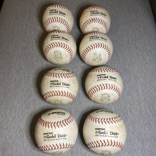 Lot of 8 Worth ASA Super Gold Dot - White PRO-LEATHER RED STITCH Used