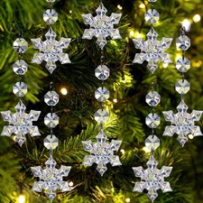 30x Snowflake Crystal Christmas Ornaments Hanging Pendants Xmas Tree Decorations